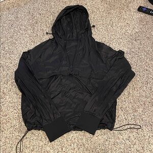 Adore Me Black Hooded Windbreaker Jacket